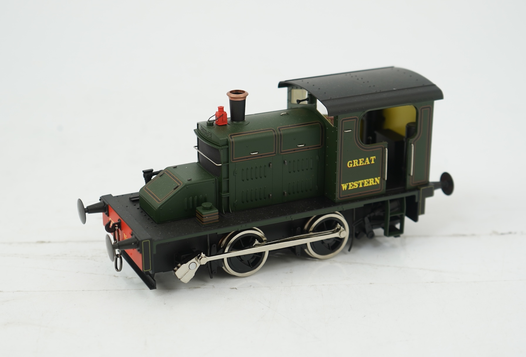 A boxed 0 Gauge Ixion (IOD-GWR) model of GWR No.1, Fowler 0-4-0 diesel mechanical locomotive, powered for two rail operation, with detailing elements.